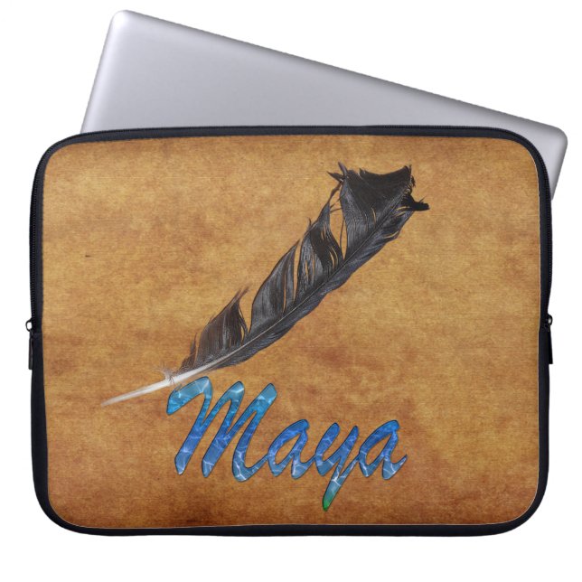 MAYA Native American Feather Laptop Sleeve (Front)