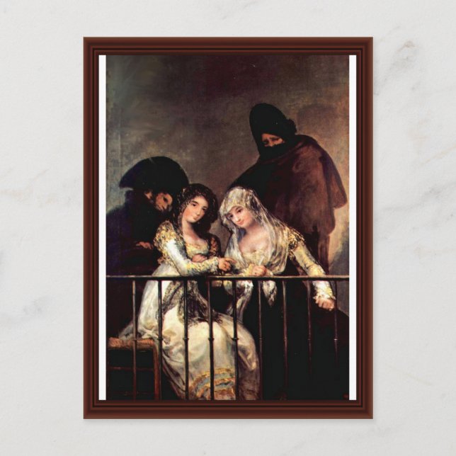 Maya On A Balcony By Francisco De Goya Postcard (Front)