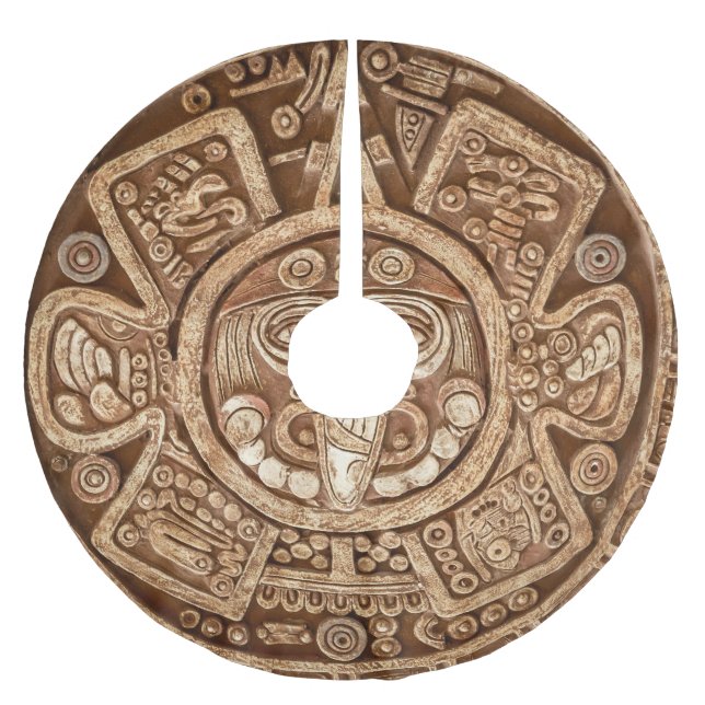 Maya Tribal Pagan: Ornamental Texture Brushed Polyester Tree Skirt (Front)