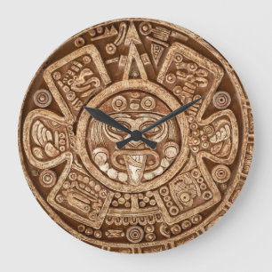 Maya Tribal Pagan: Ornamental Texture Large Clock