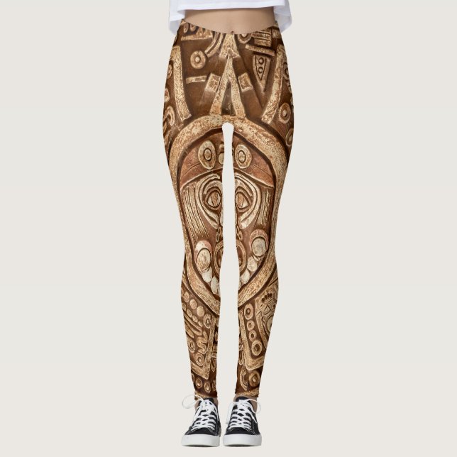 Maya Tribal Pagan: Ornamental Texture Leggings (Front)