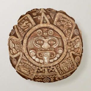 Maya Tribal Pagan: Ornamental Texture Round Cushion