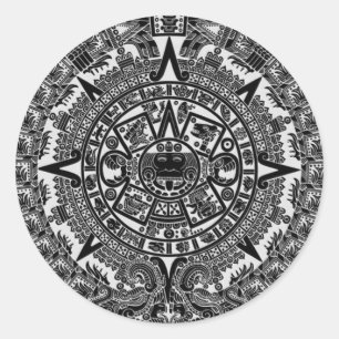 Mayan Aztec Calendar (black) Dec.21, 2012 Classic Round Sticker