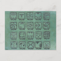 Mayan Aztec Day Signs on Green