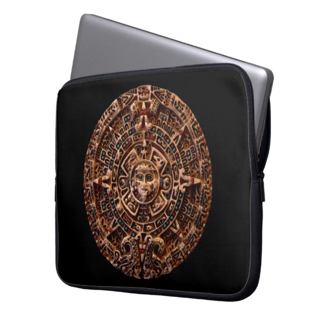 Mayan-Aztec Sun Calendar Old Mexico Laptop Sleeve (Front Left)