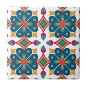mayan blue flower pattern tiles