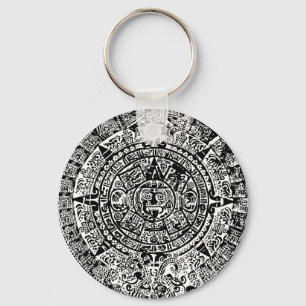 Mayan Calendar Black Key Ring