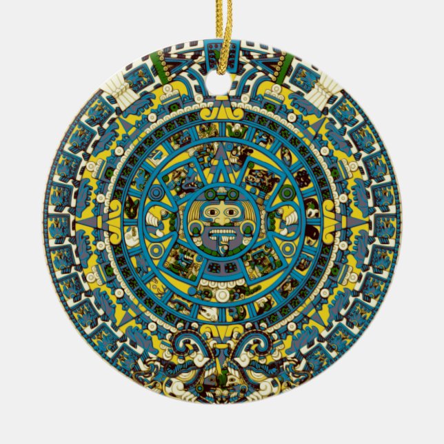 mayan calendar ceramic tree decoration (Front)