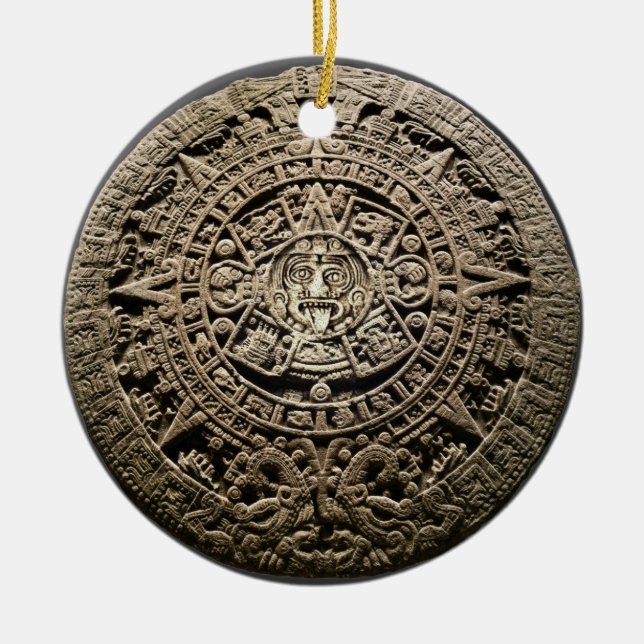 Mayan Calendar Ceramic Tree Decoration (Front)