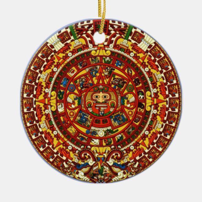 mayan calendar ceramic tree decoration (Front)