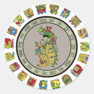 Mayan-calendar Death God Classic Round Sticker