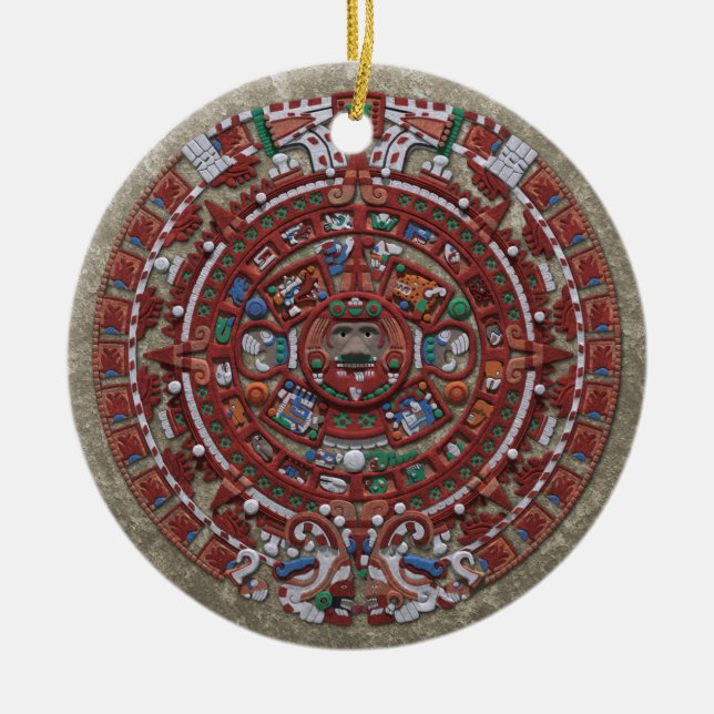 Mayan Calender Ceramic Tree Decoration (Front)