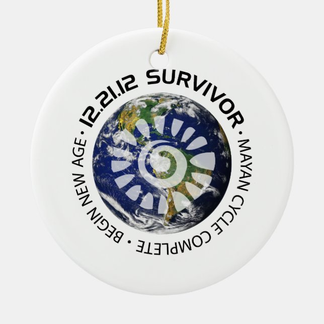 Mayan Calender End of the World 2012 Ceramic Tree Decoration (Front)