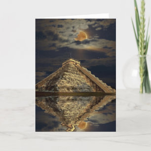 Mayan Chichen Itza Temple & Moon Greeting Card