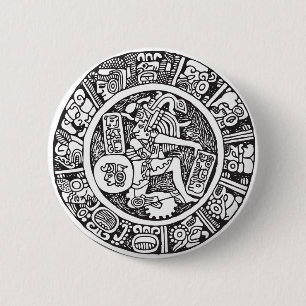 Mayan circle, Mexican hieroglyph(Maya) 6 Cm Round Badge