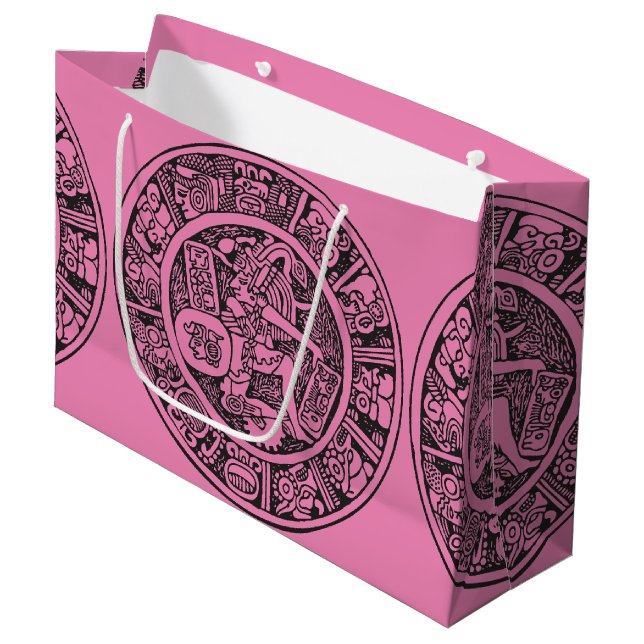 Mayan circle, Mexican hieroglyph (Maya) Large Gift Bag (Front Angled)