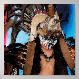 Mayan Dancer-Male (Watercolor) Poster