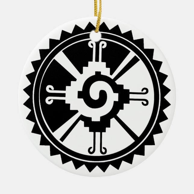 Mayan Deity Symbol Hunab Ku Ceramic Tree Decoration (Front)