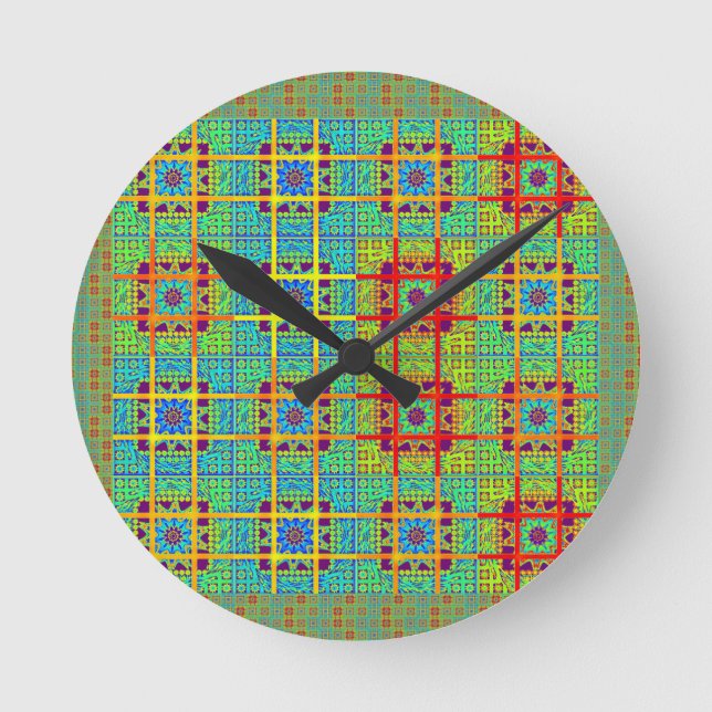 Mayan ethnic tribal pattern.jpg round clock (Front)