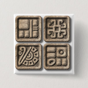 Mayan Glyphs-stone 15 Cm Square Badge