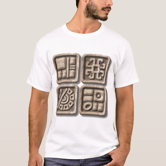 Mayan Glyphs-stone T-Shirt (Front)