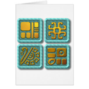 Mayan Glyphs-turquoise