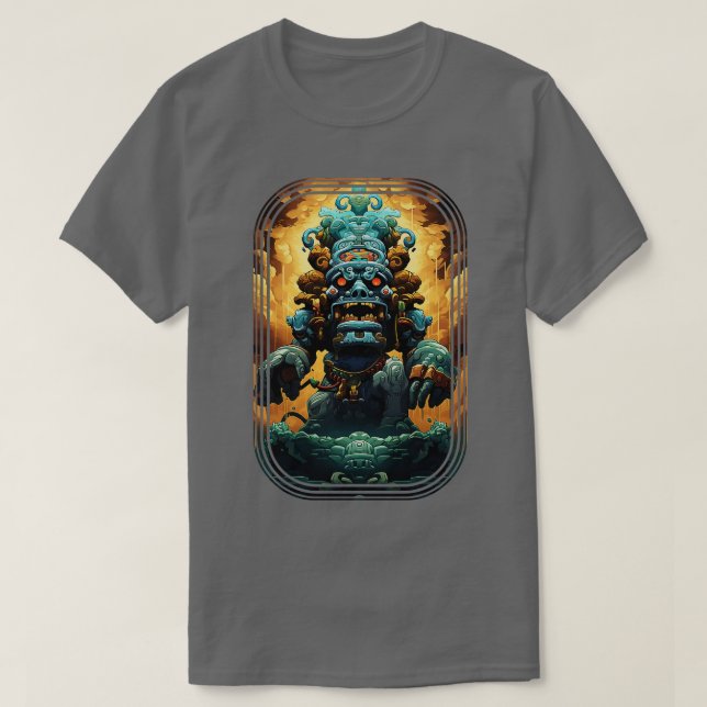 Mayan God Statue T-Shirt (Design Front)