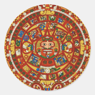 Mayan Maya Aztec Ancient Calendar (detail) Classic Round Sticker
