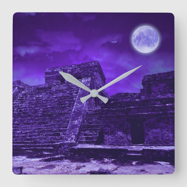 Mayan Ruins | Tulum Mexico Square Wall Clock (Front)