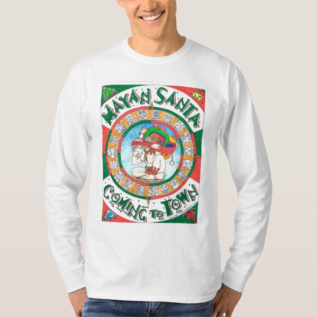 Mayan Santa men's long sleeve shirt (Front)
