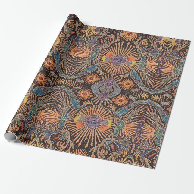 Mayan Solar Divinity Wrapping Paper (Unrolled)