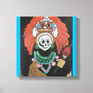 Mayan spear chuckers "born of fire" canvas print