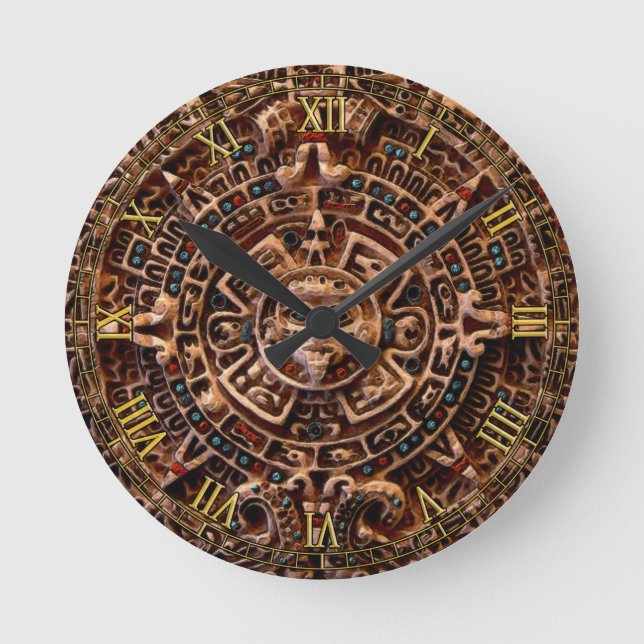 Mayan Sun Calendar Aztec Mexico History Clock (Front)