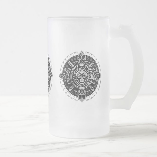 Mayan symbol  frosted glass beer mug (Right)
