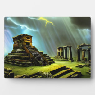 Mayan Temple Ruins Fantasy Art Tabletop Plaque