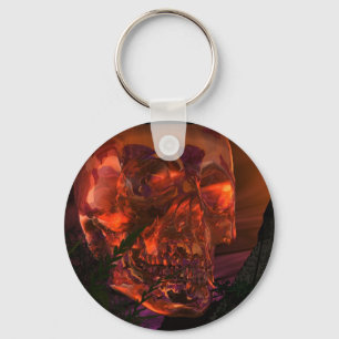 Mayan Temple with Crystal Skull Key Ring
