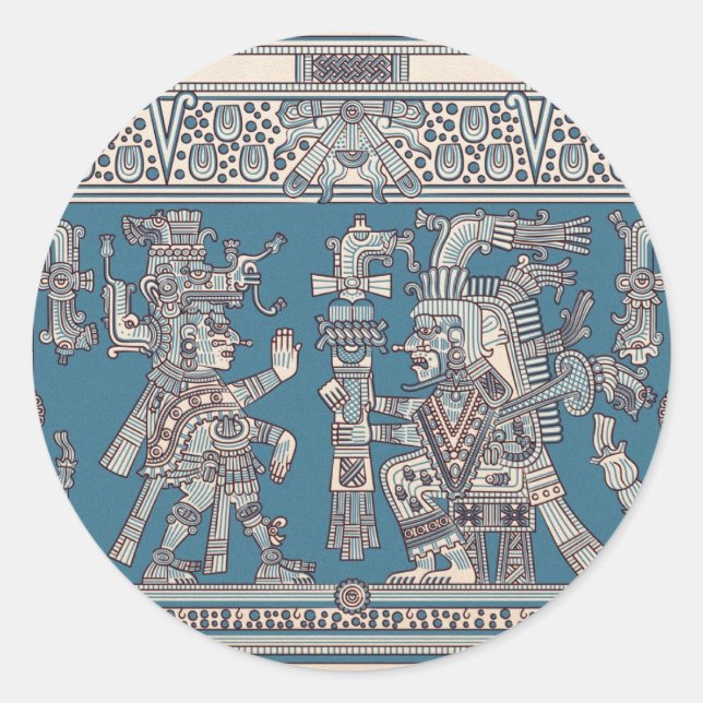 Mayan Tulum Mural Classic Round Sticker (Front)