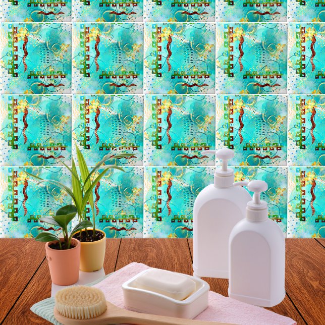 Mayan Turquoise & Golden Misty Sky Tile (Creator Uploaded)
