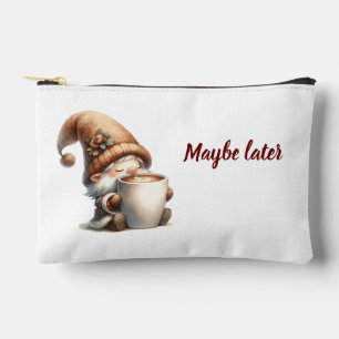 "Maybe later" Happy Gnome Drinking Coffee Accessory Pouch