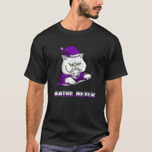 Maybe Never Asexuality Angry Cat Asexual Flag Ace  T-Shirt