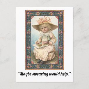 "Maybe Swearing Would Help" Funny Vintage Postcard