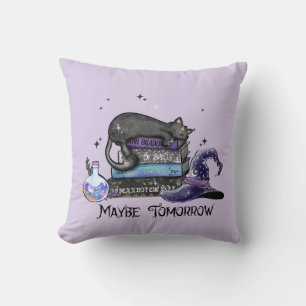 Maybe Tomorrow – Black Cat, Books & Witchy Vibes Cushion