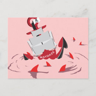 maydaze shark circle postcard