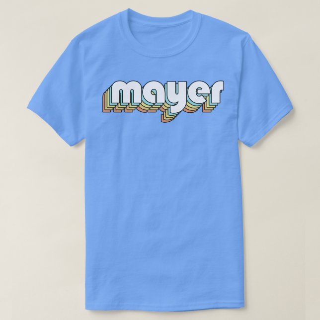 Mayer Retro Rainbow Typography Faded Style T-Shirt (Design Front)