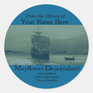 Mayflower Bookplate Classic Round Sticker