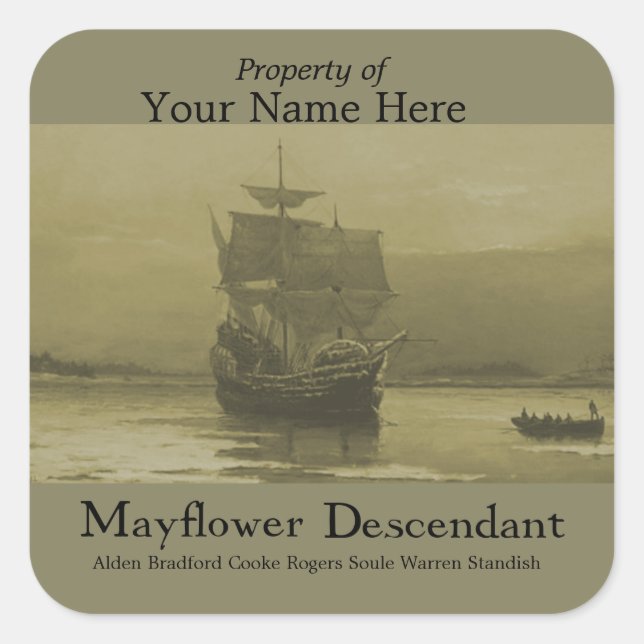 Mayflower  Bookplate Square Sticker (Front)
