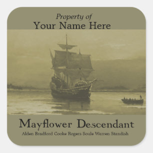 Mayflower Bookplate Square Sticker