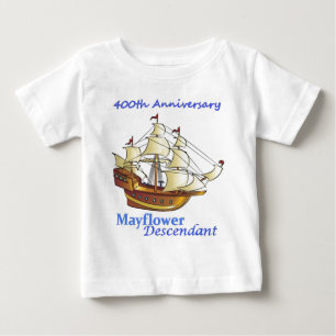 Mayflower Descendant Sailing Ship Anniversary Baby T-Shirt