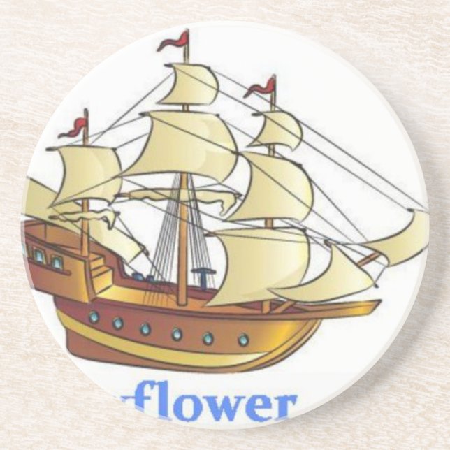 Mayflower Descendant Sailing Ship Anniversary Coaster (Front)