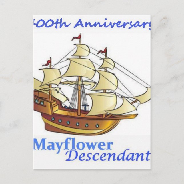 Mayflower Descendant Sailing Ship Anniversary Postcard (Front)
